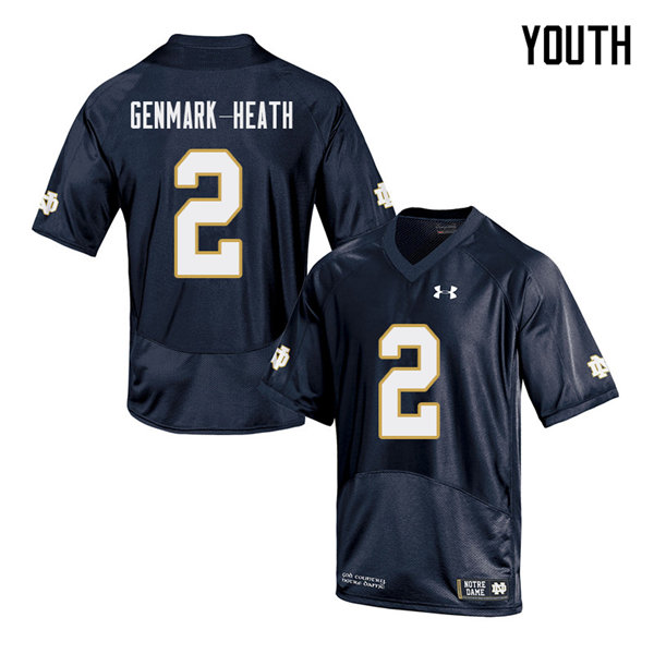 Youth NCAA Notre Dame Fighting Irish #2 Jordan Genmark-Heath Stitched College Under Armour Authentic Navy Football Jersey QO10M87SU